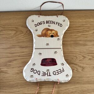 Dog Bone Shaped Feeding Reminder Sign - Brown and Tan